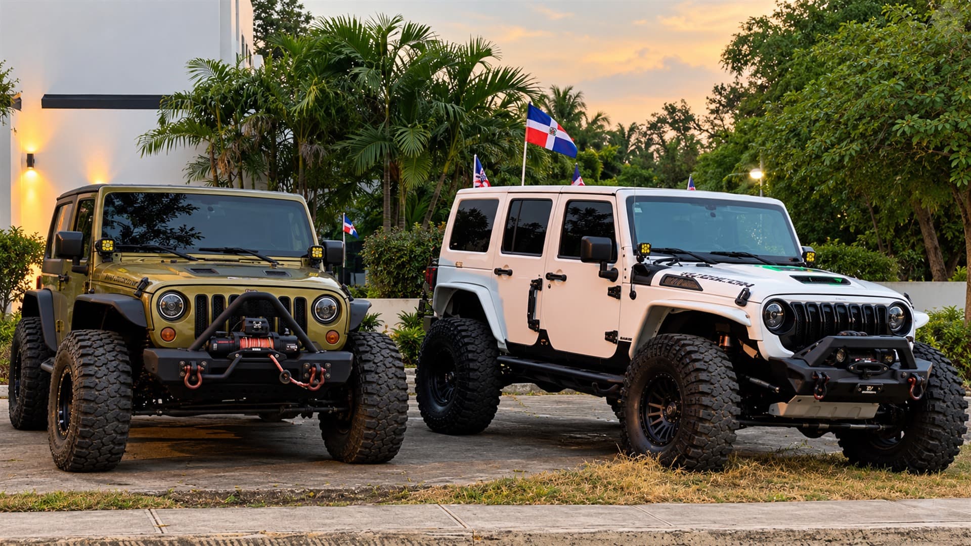 Jeeps con la bandera dominicana